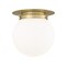 Z-Lite Calhoun Flush Mount, 1-Light, 13 In.W x 14 In.H, Heritage Brass/White Opal 7505F13-HBR - alternate 1